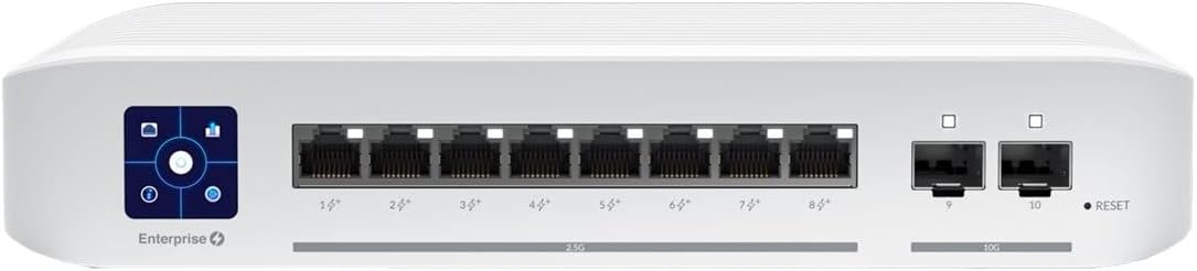 UBIQUITI USW-ENTERPRISE-8-POE UNIFI SWITCH 8x 2,5GB/S RJ45 POE+, 2x 10GB/S SFP+, TOUCHSCREEN, TOTAL 120W