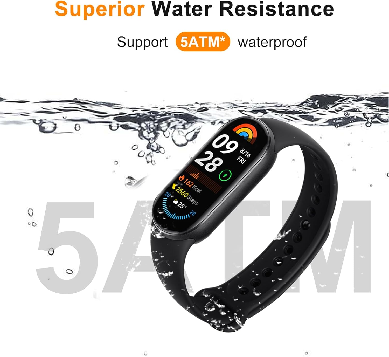 Xiaomi Smart Band 9 Fitness Tracker, AMOLED Display with 1200 Nits, Sp02 Tracking, Sleep and Heart Rate Monitor, Notifications, 5ATM Waterproof, Mi Fit App, Midnight Black