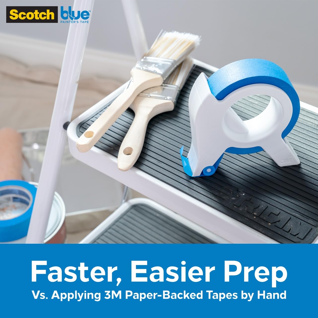 3M Scotch Blue Painters Tape Applicator, Applies Painter's Tape in One Continuous Strip, Paint Tape Applicator for Trim, Windows and Door Frames, 1.41 Inches x 20 Yards, 1 Starter Roll