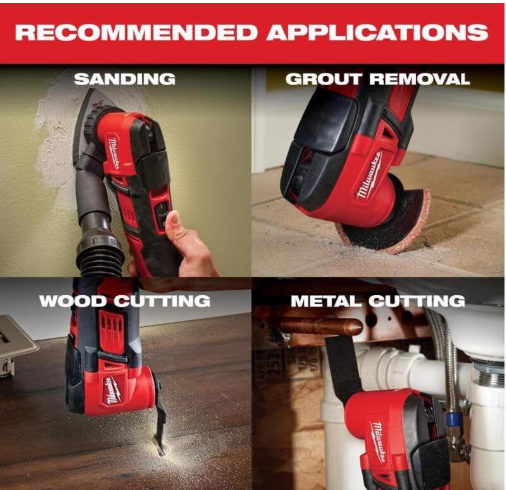 Milwaukee 4933446203 M18 18V Lithium Ion Cordless 18,000 OPM Orbiting Multi Tool with Woodcutting Blades and Sanding Pad with Sheets Included (Battery Not Included, Power Tool Only)