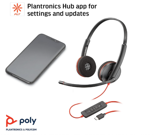 Plantronics - Blackwire 3220 - Wired Dual-Ear (Stereo) Headset with Boom Mic - USB-C to connect to your PC or Mac