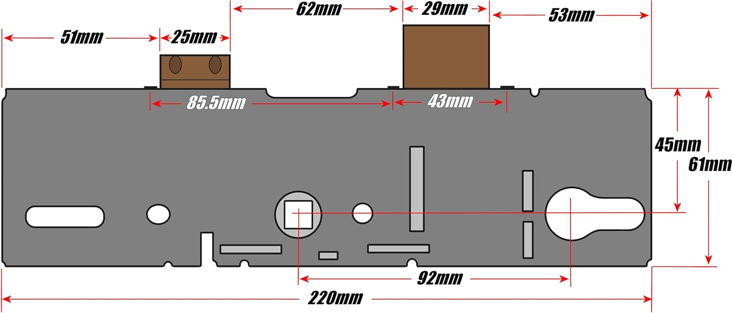 Door Centre Gearbox - ERA Saracen Surelock - 92PZ - 45mm Backset
